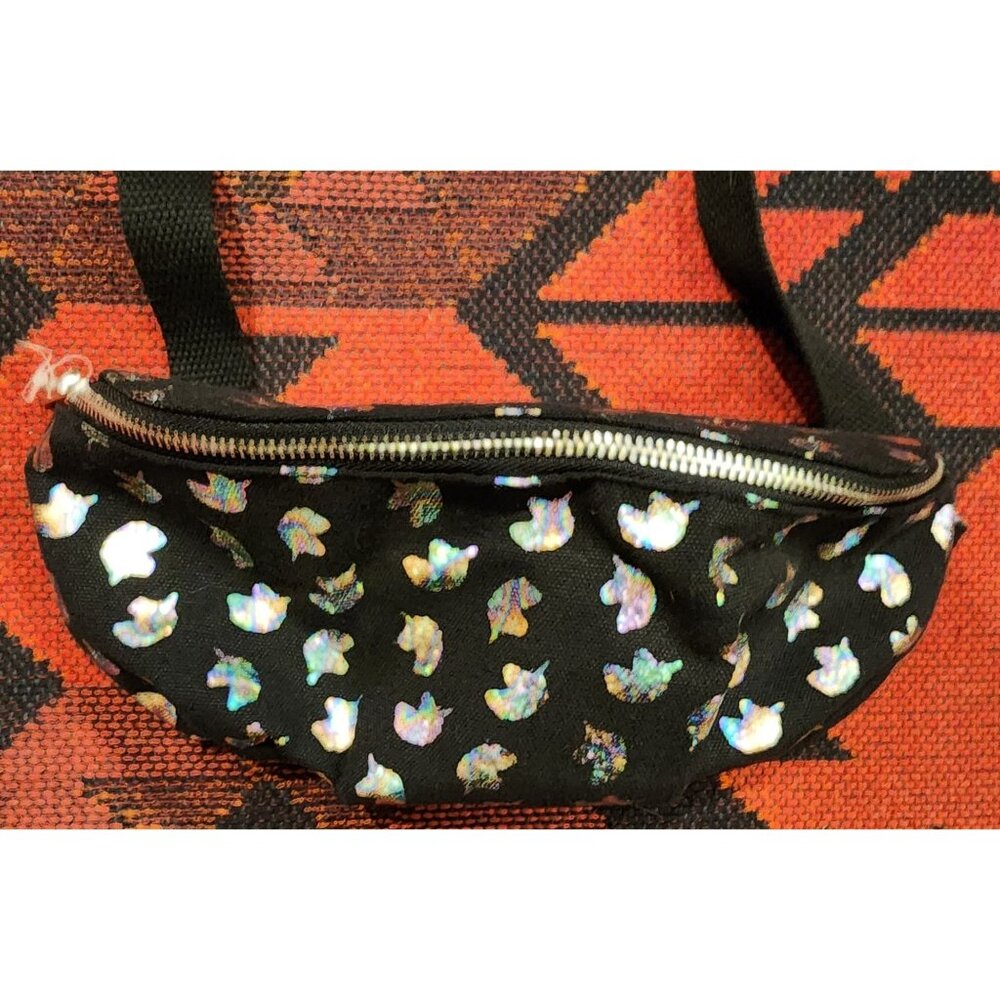 NWOT Black with Holographic Unicorn Pattern Fanny Pack  Adjustable Strap